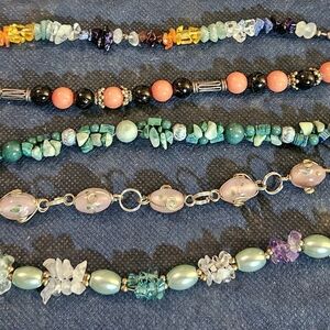 Multicolor handmade Beaded Bracelets.  Quantity 5.  Some used, some new.